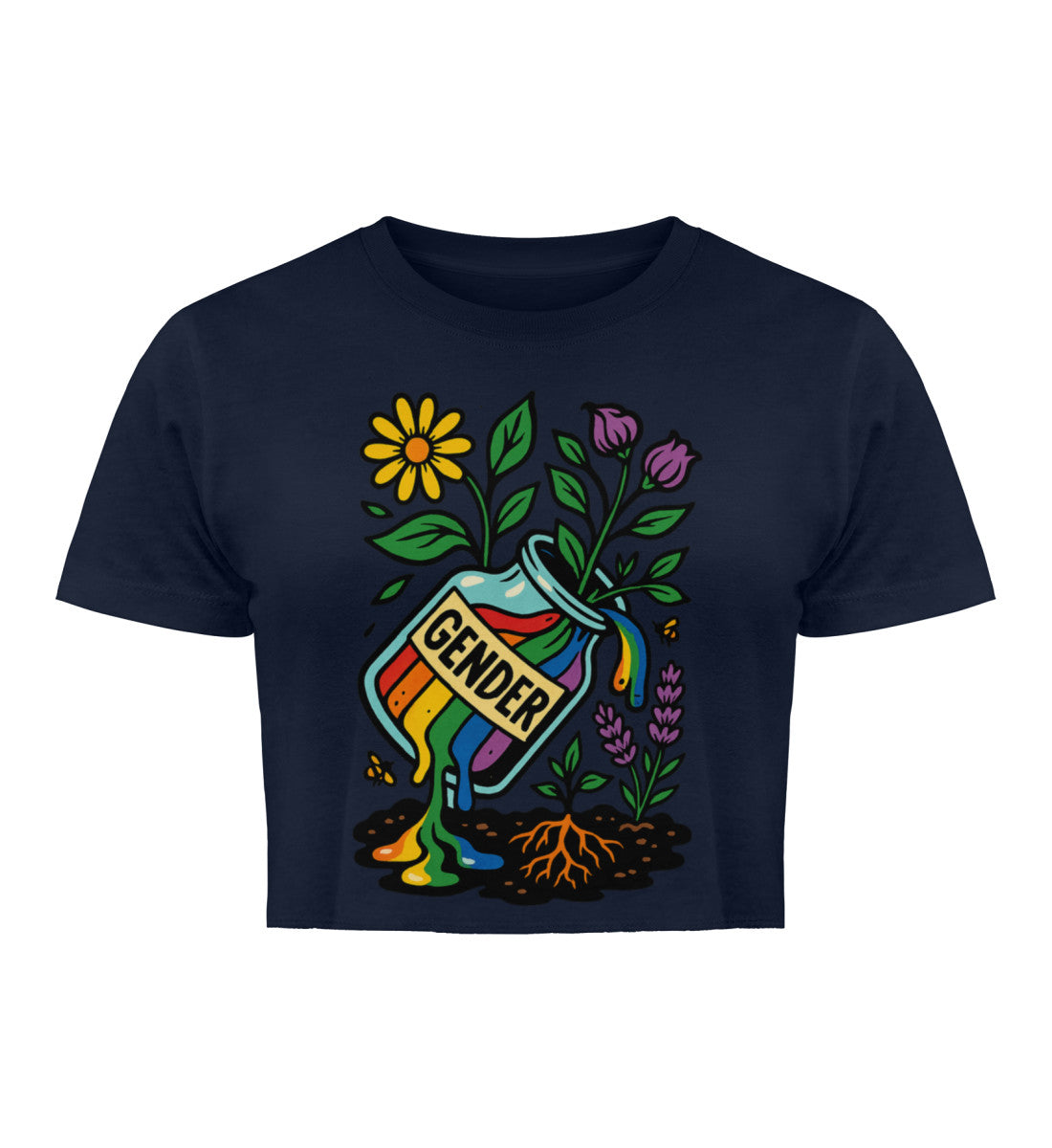 French Navy Cropped T-Shirt – Gender - Vegayn