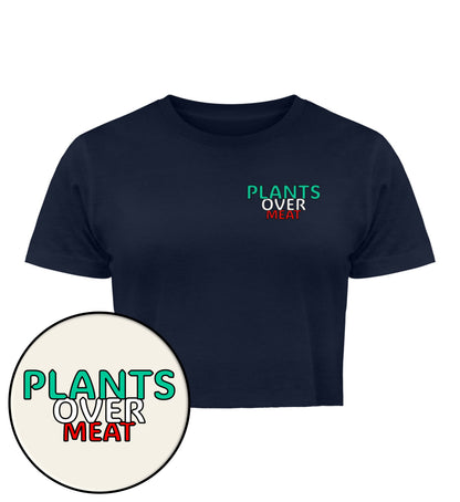French Navy Cropped T-Shirt – Plants over meat - Vegayn