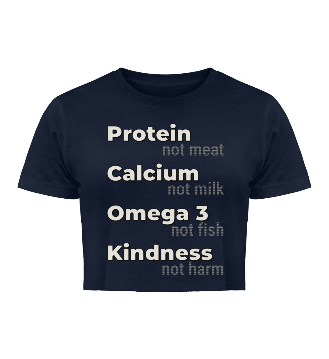 French Navy Cropped T-Shirt – Protein, not meat... - Vegayn