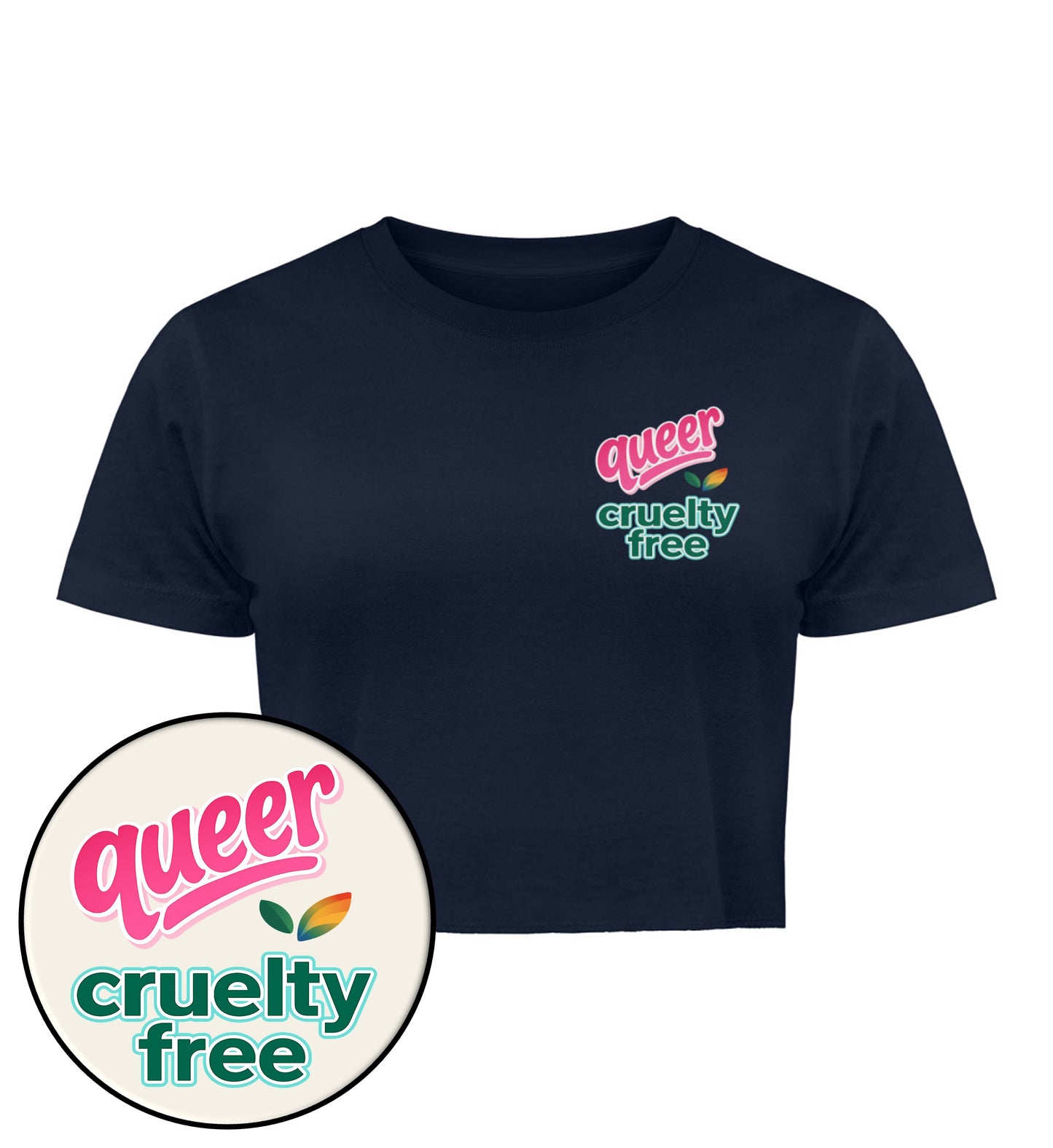 French Navy Cropped T-Shirt – Queer & cruelty-free - Vegayn