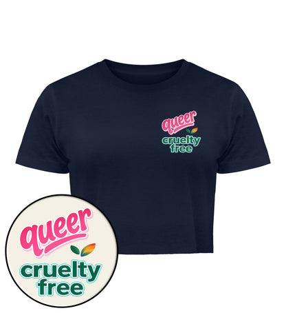 French Navy Cropped T-Shirt – Queer & cruelty-free - Vegayn