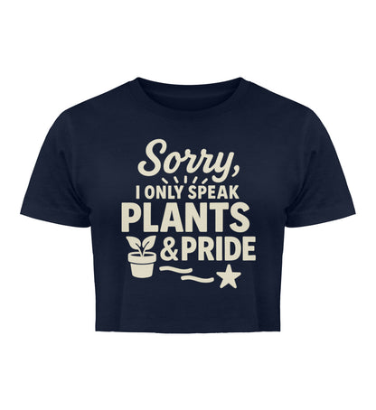 French Navy Cropped T-Shirt – Sorry, I only speak Plants & Pride - Vegayn