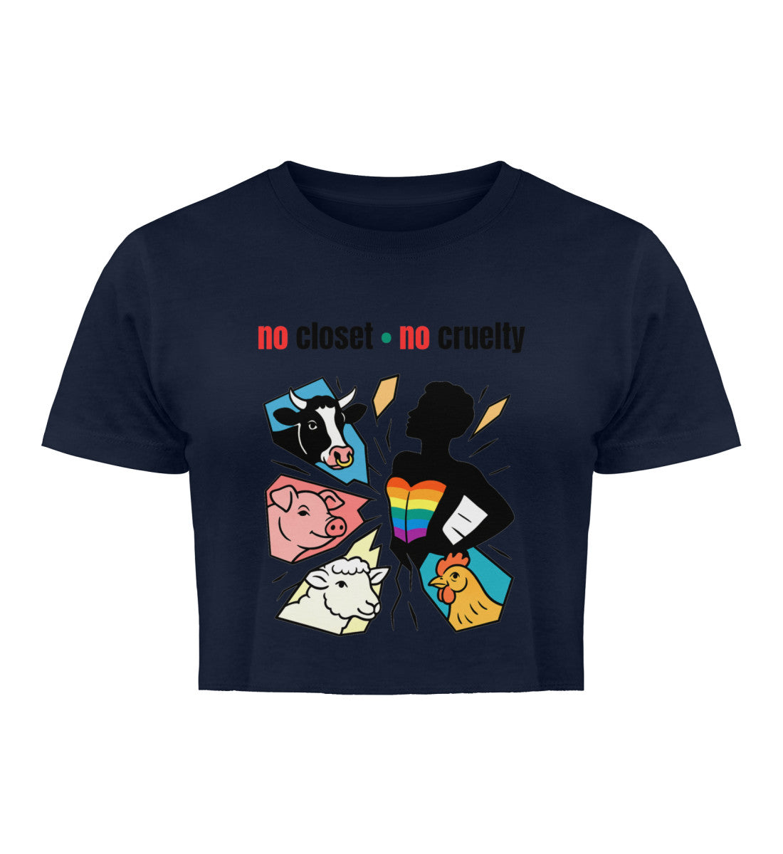 French Navy Cropped T-Shirt – no closet • no cruelty - Vegayn