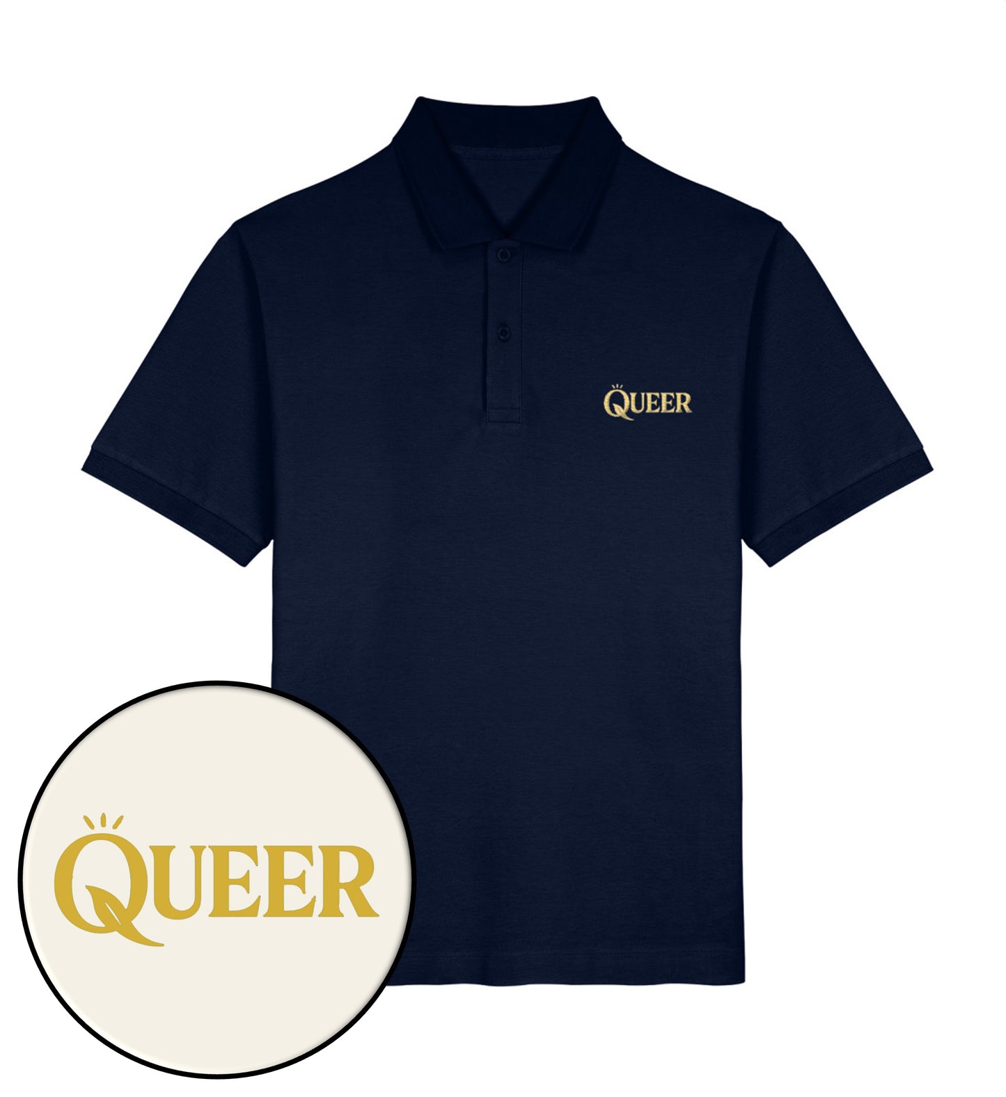 French Navy Polo Shirt Embroidery – Queer - Vegayn