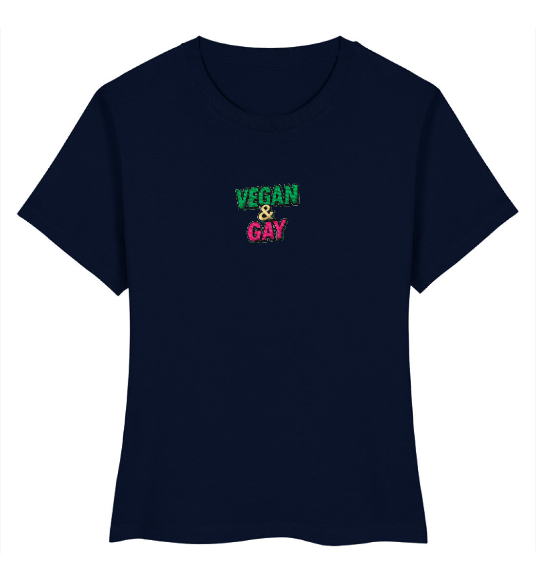 French Navy Short-Fit T-Shirt Embroidery – Vegan & Gay - Vegayn