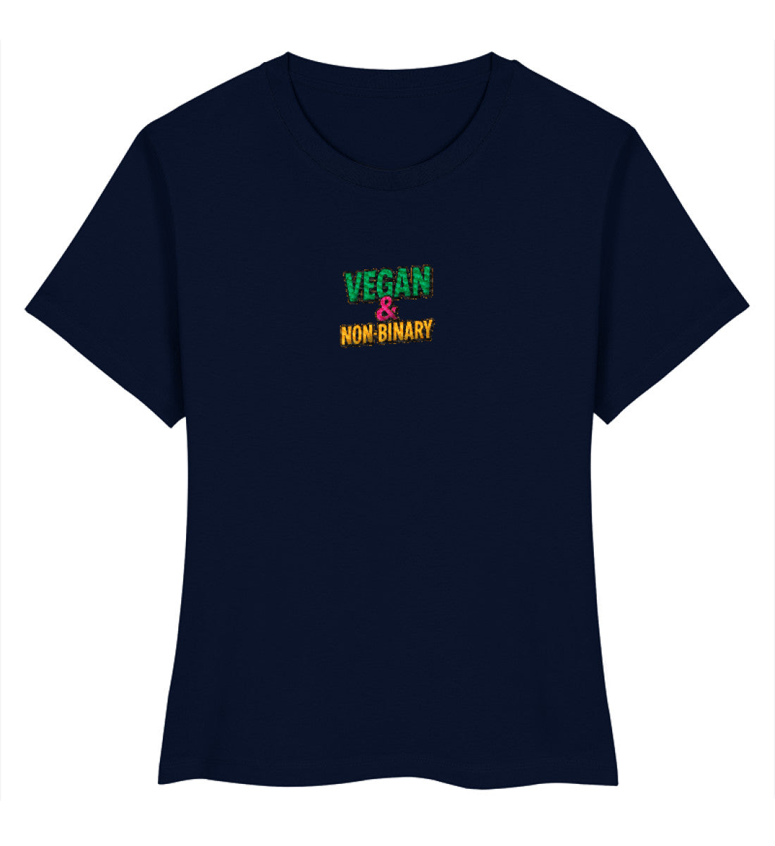 French Navy Short-Fit T-Shirt Embroidery – Vegan & Non-Binary - Vegayn