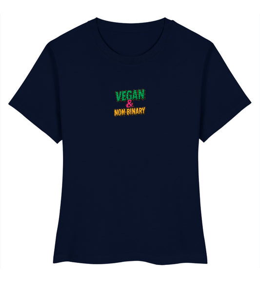 French Navy Short-Fit T-Shirt Embroidery – Vegan & Non-Binary - Vegayn