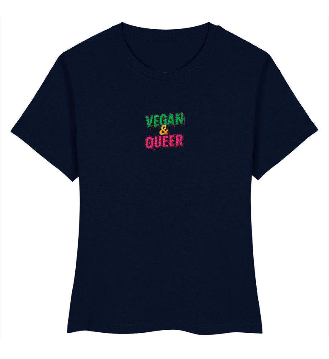 French Navy Short-Fit T-Shirt Embroidery – Vegan & Queer - Vegayn