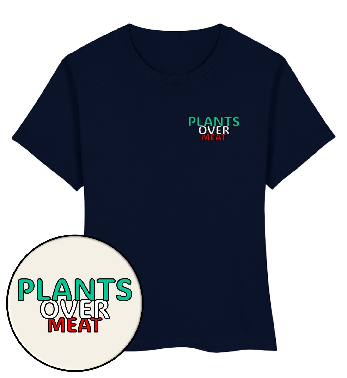 French Navy Short-Fit T-Shirt – Plants over meat - Vegayn