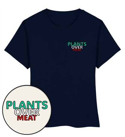 French Navy Short-Fit T-Shirt – Plants over meat - Vegayn