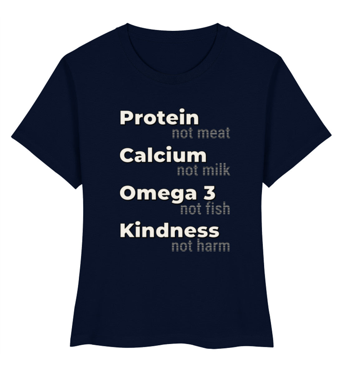 French Navy Short-Fit T-Shirt – Protein, not meat... - Vegayn