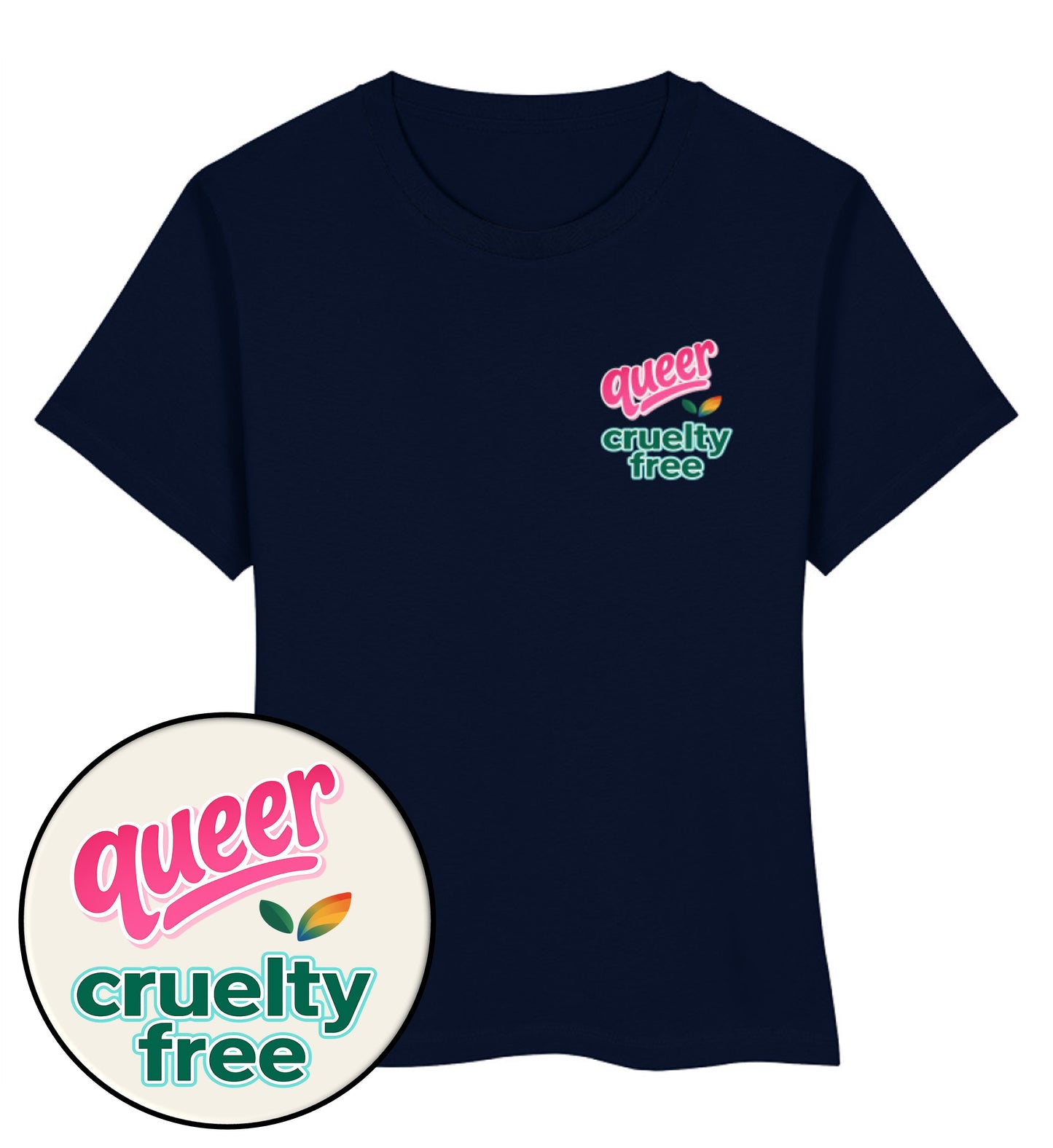 French Navy Short-Fit T-Shirt – Queer & cruelty-free - Vegayn