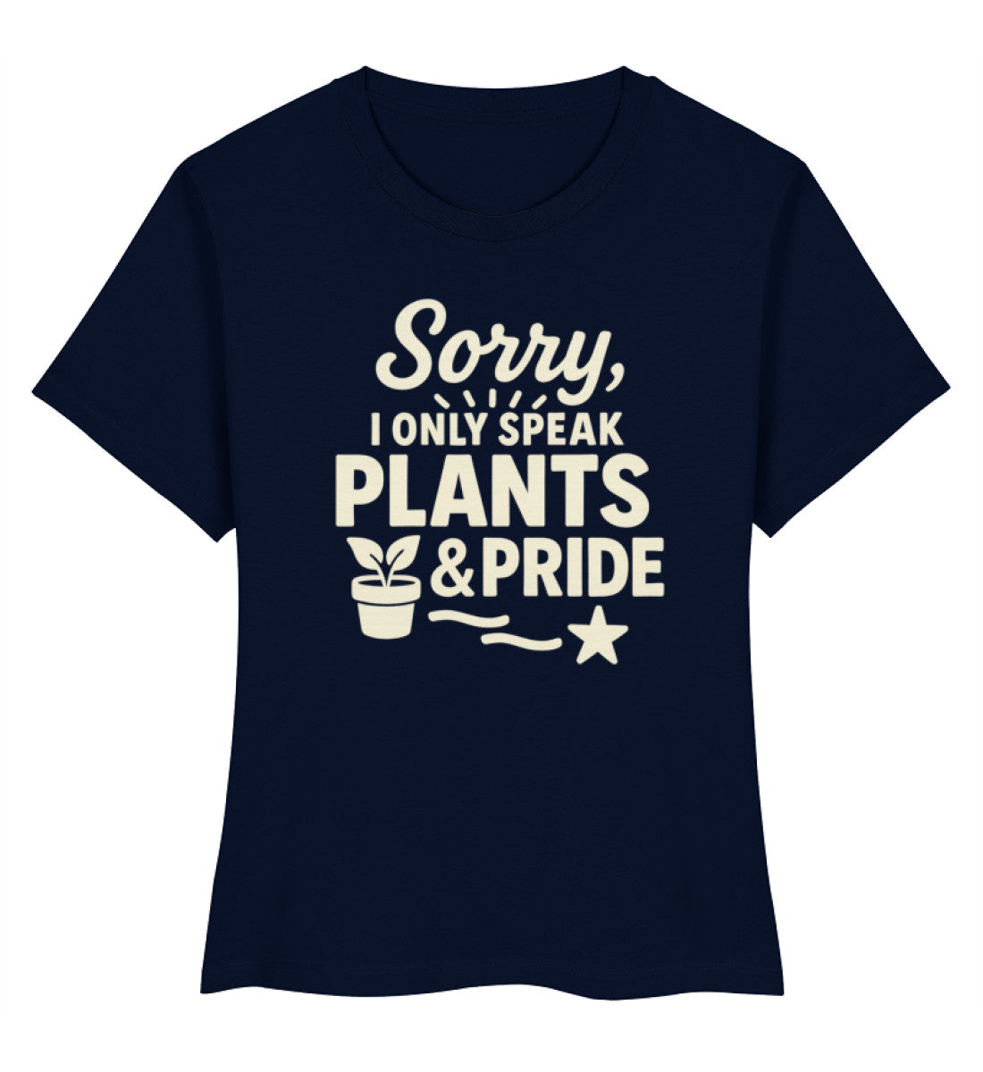French Navy Short-Fit T-Shirt – Sorry, I only speak Plants & Pride - Vegayn