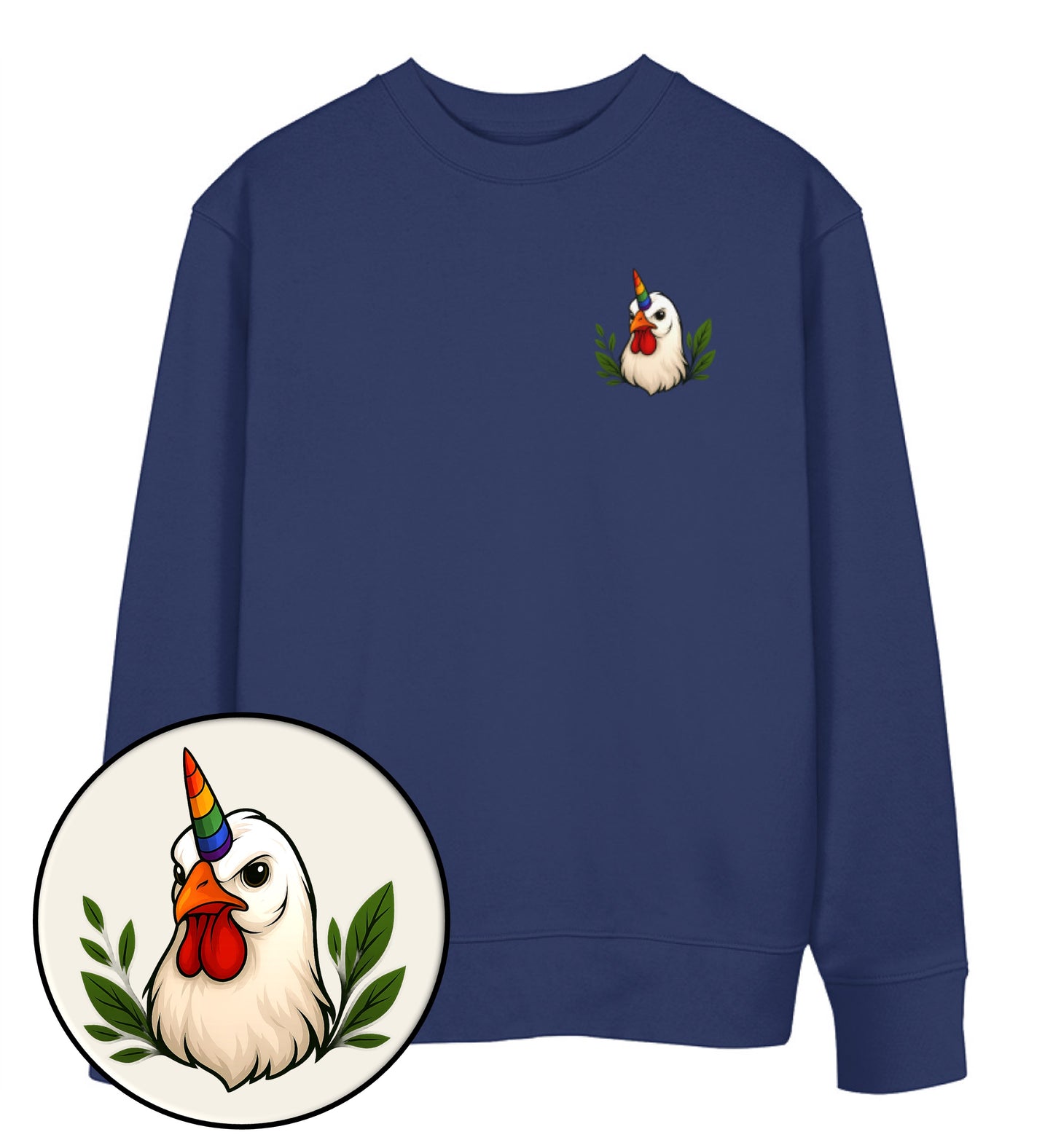 French Navy Sweatshirt – Chicken Queercorn - Vegayn