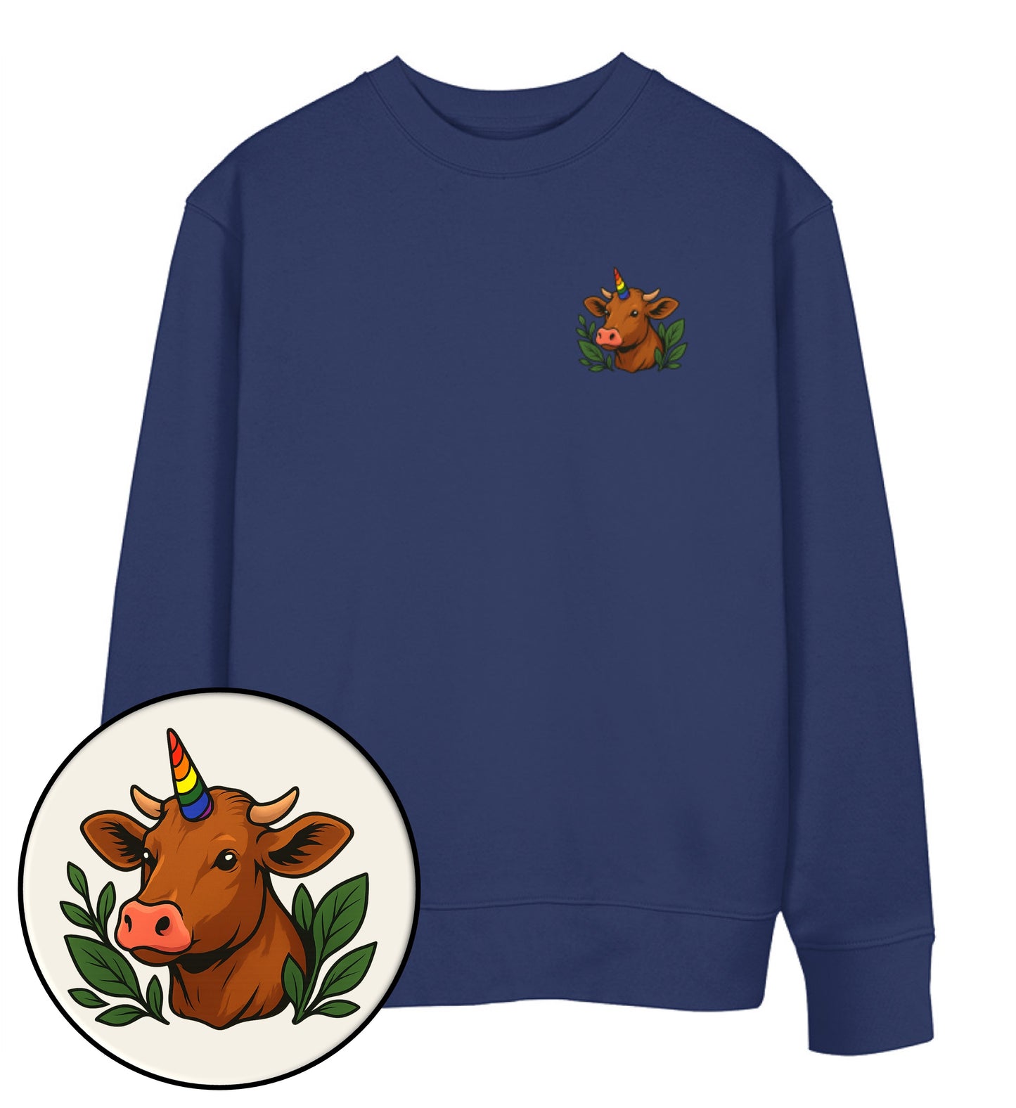 French Navy Sweatshirt – Cow Queercorn - Vegayn