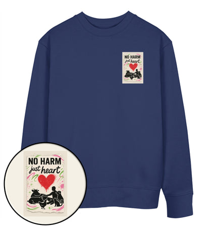 French Navy Sweatshirt – No harm, just heart - Vegayn