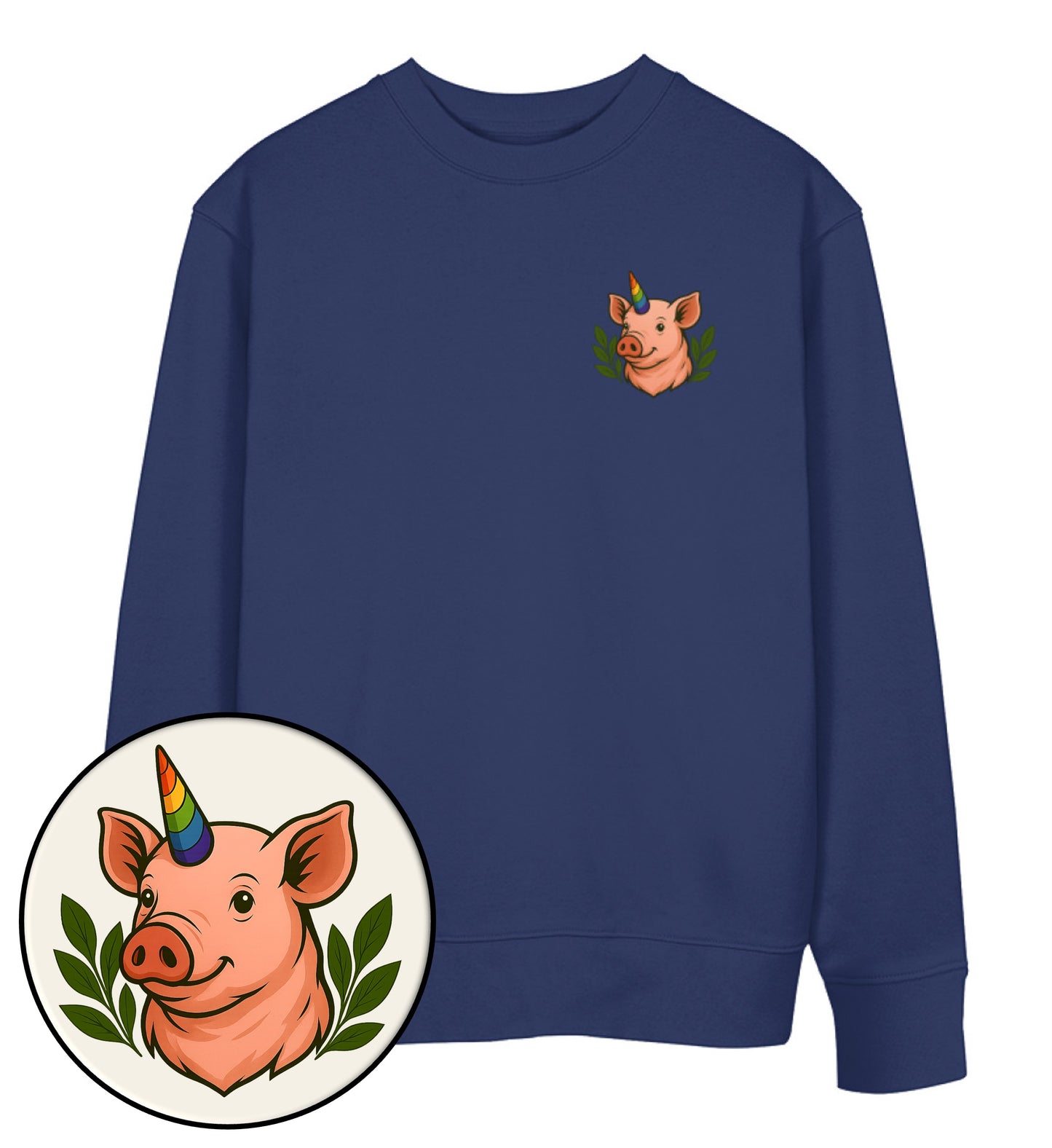 French Navy Sweatshirt – Pig Queercorn - Vegayn