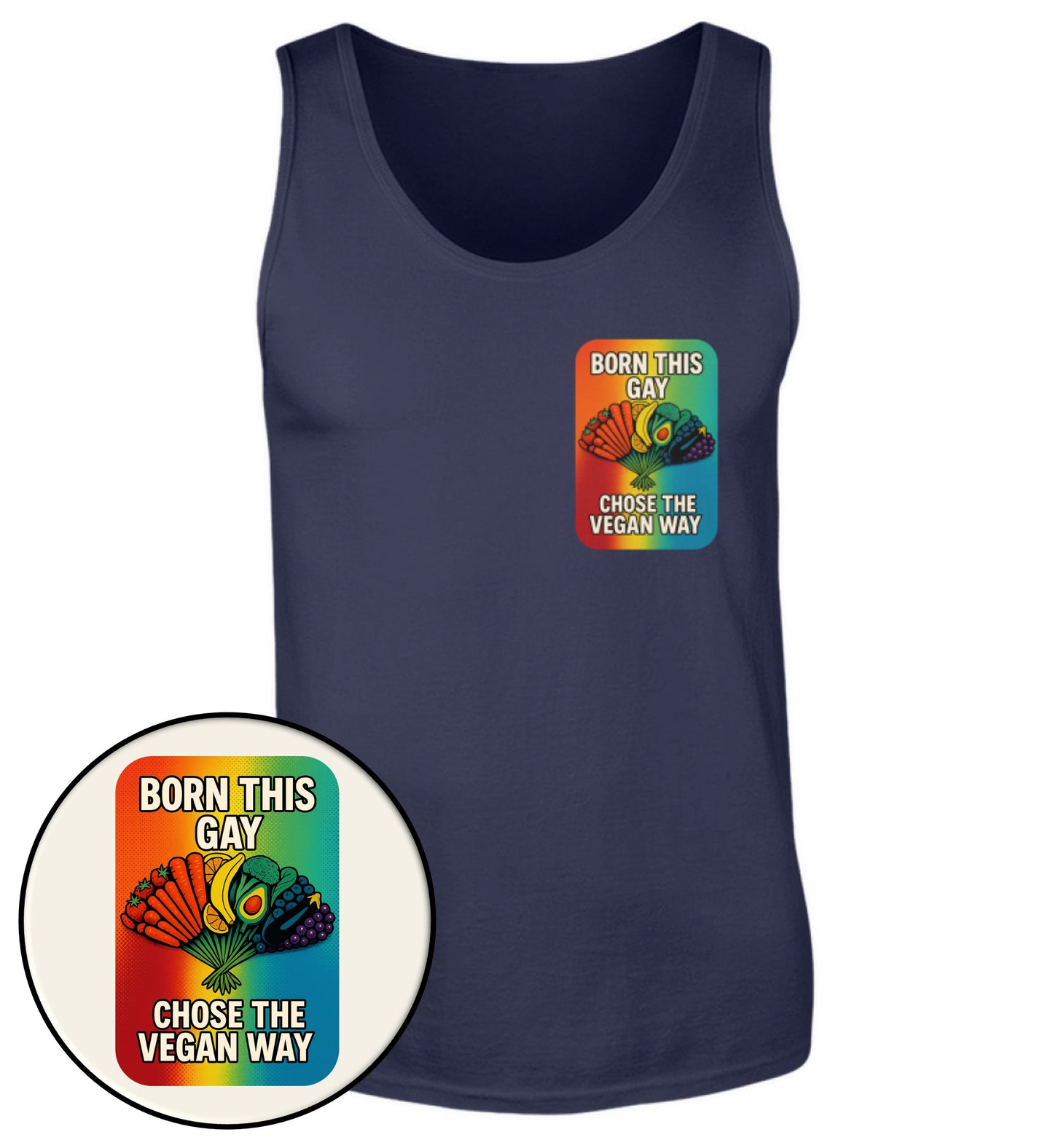French Navy Tank Top – Born this gay. Chose the vegan way. - Vegayn