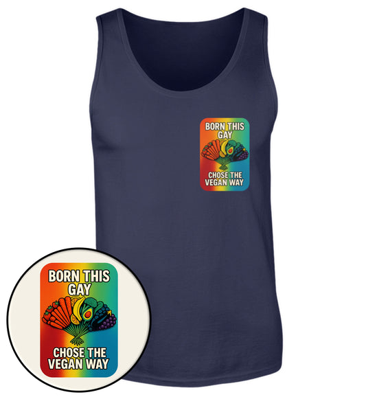 French Navy Tank Top – Born this gay. Chose the vegan way. - Vegayn