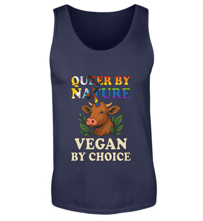 French Navy Tank Top Cow Unicorn – Queer by nature, Vegan by choice - Vegayn