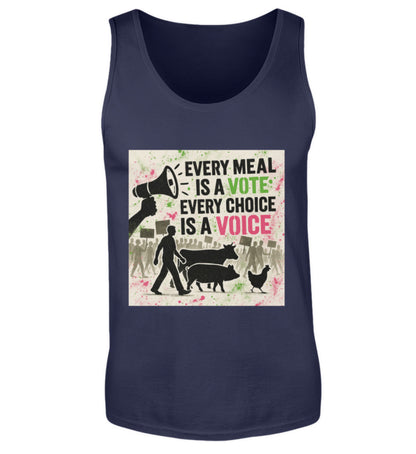 French Navy Tank Top – Every meal is a vote. Every choice is a voice. - Vegayn