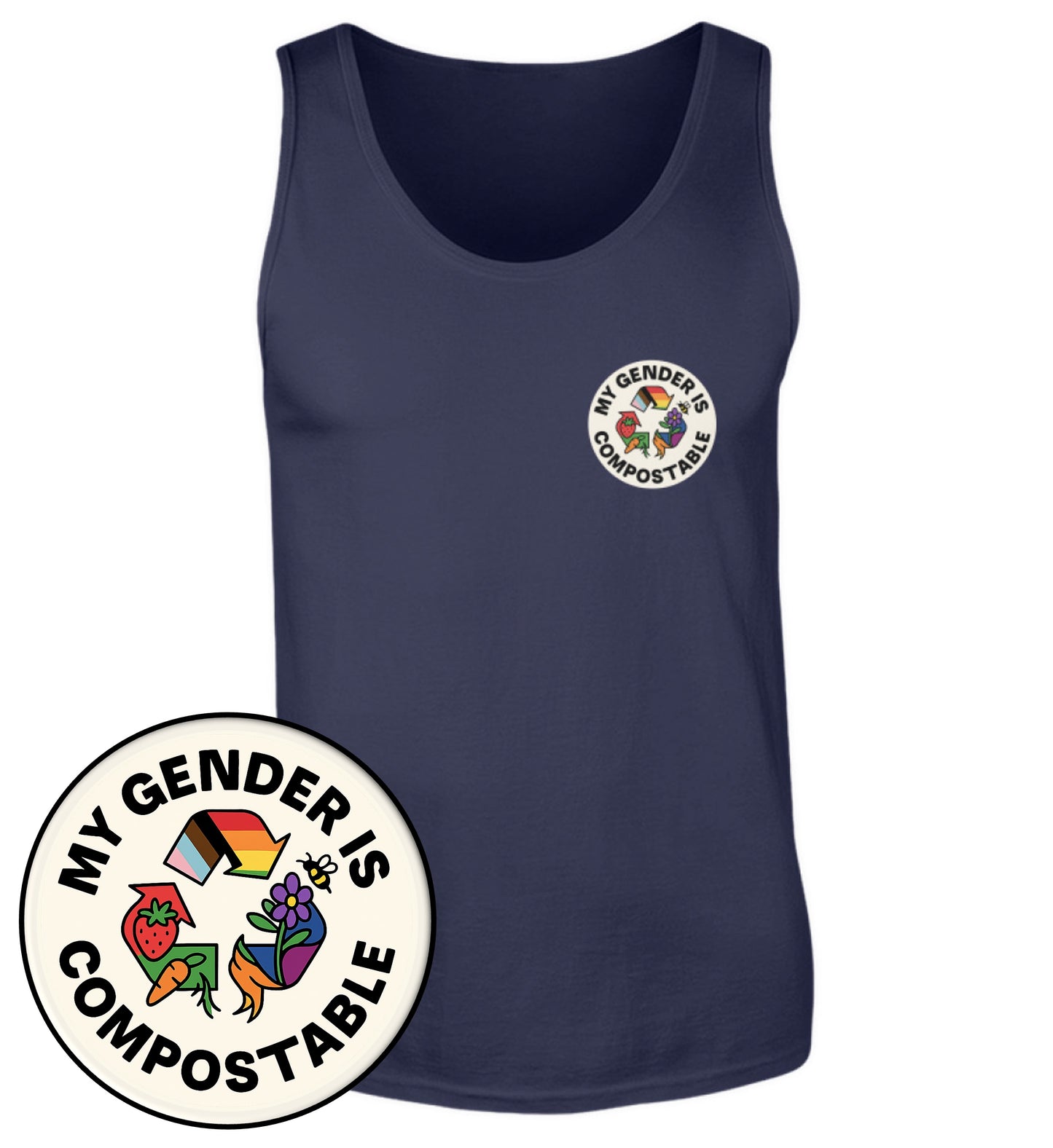 French Navy Tank Top – My gender is compostable - Vegayn