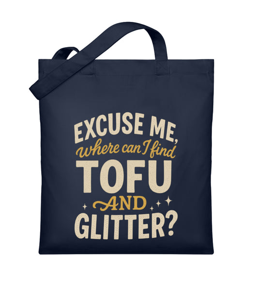 French Navy Tote Bag – Excuse me, where can I find tofu and glitter? - Vegayn