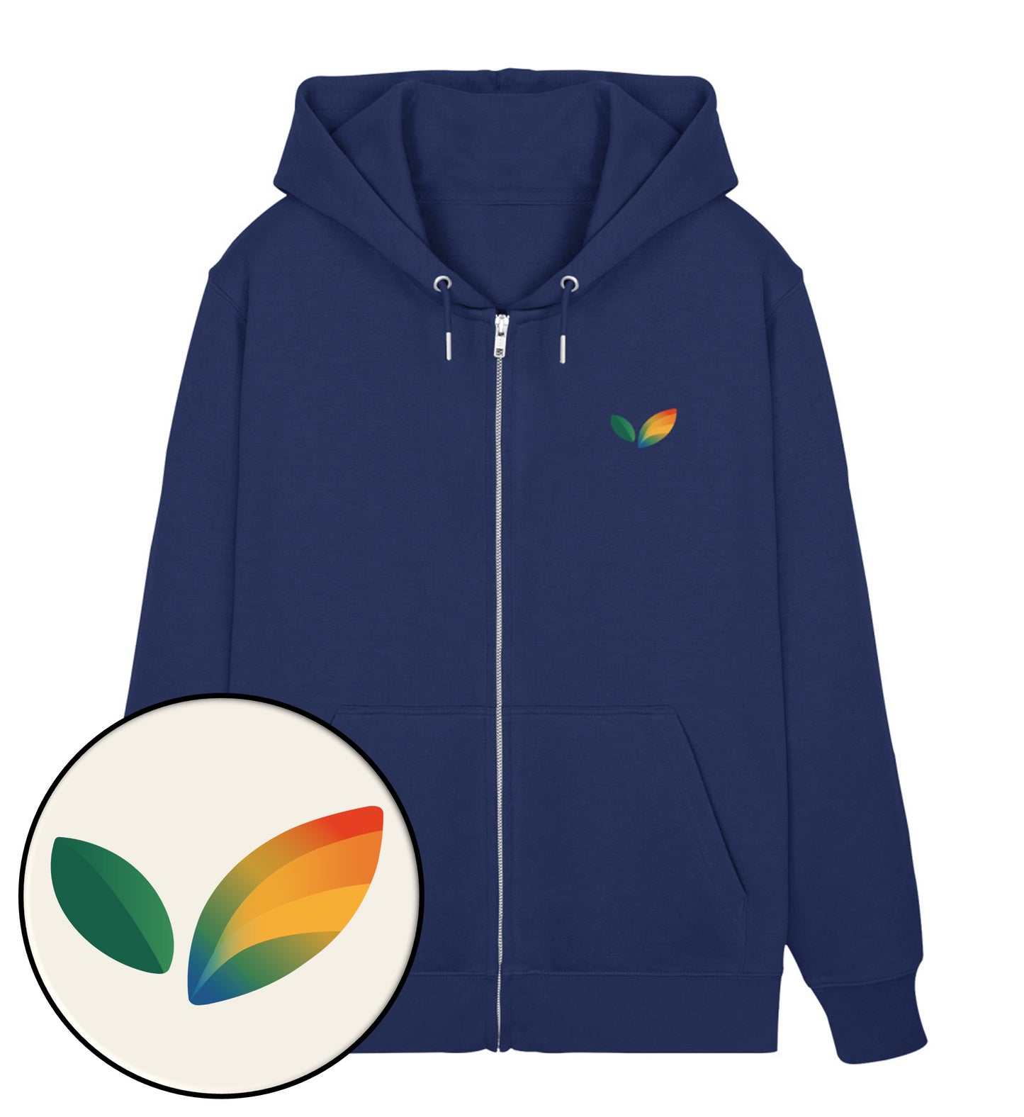 French Navy Zipper Hoodie – Vegayn Queer Little Leaf - Vegayn