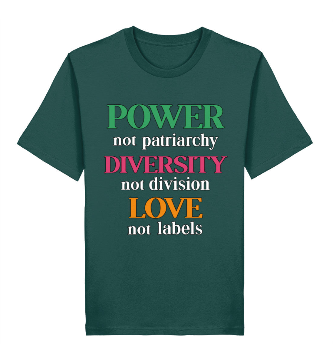 Glazed Green Classic T-Shirt – Power, not patriarchy – Diversity, not division – Love, not labels - Vegayn