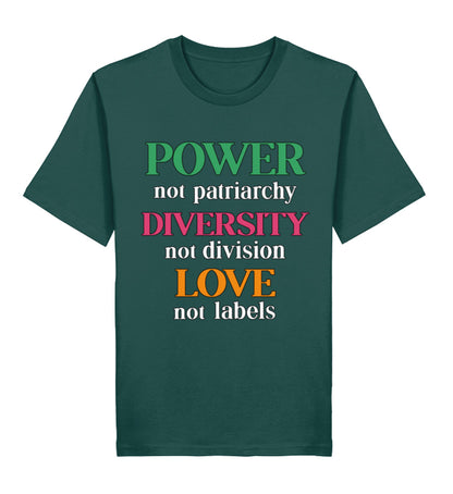 Glazed Green Classic T-Shirt – Power, not patriarchy – Diversity, not division – Love, not labels - Vegayn