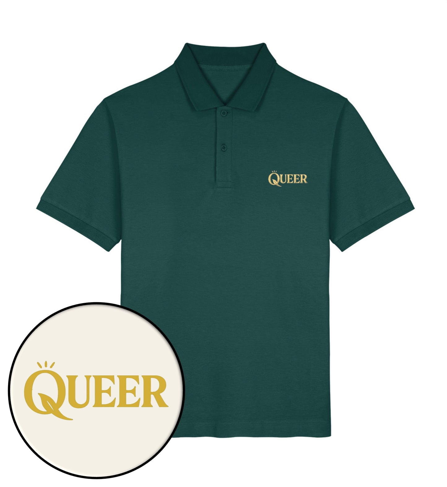Glazed Green Polo Shirt Embroidery – Queer - Vegayn
