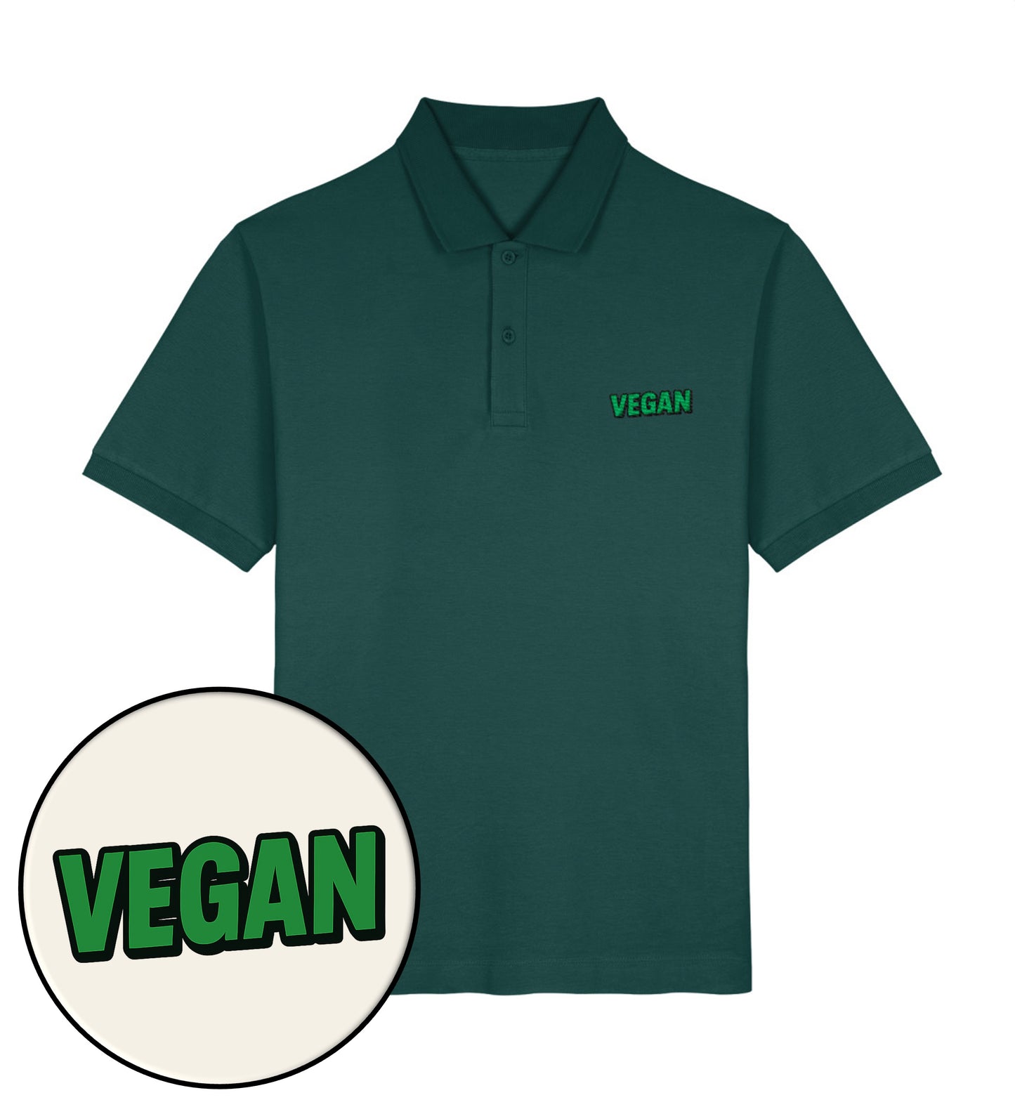 Glazed Green Polo Shirt Embroidery – Vegan - Vegayn