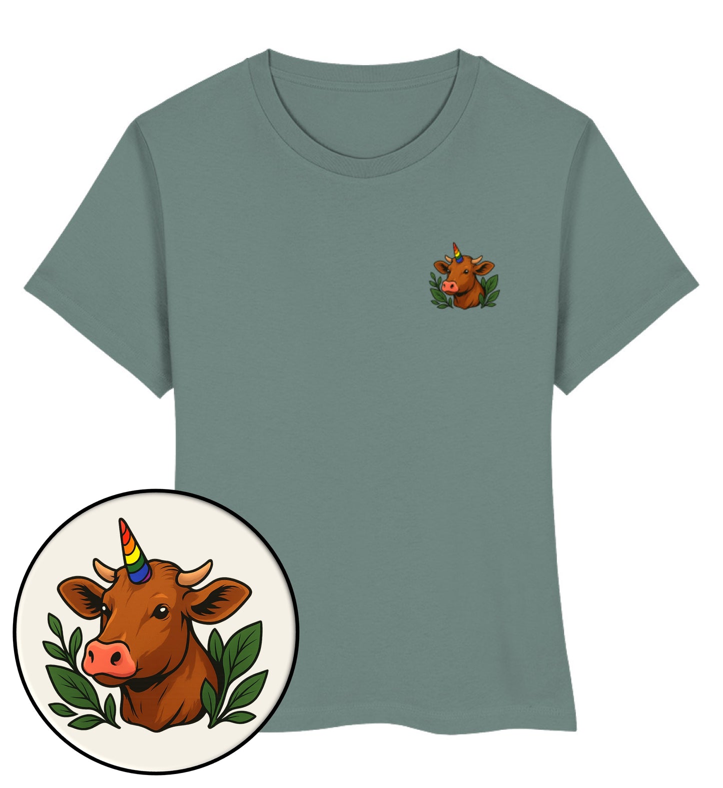 Green Bay Short-Fit T-Shirt – Cow Queercorn - Vegayn