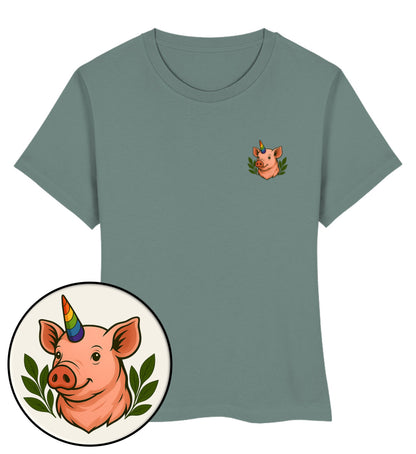 Green Bay Short-Fit T-Shirt – Pig Queercorn - Vegayn