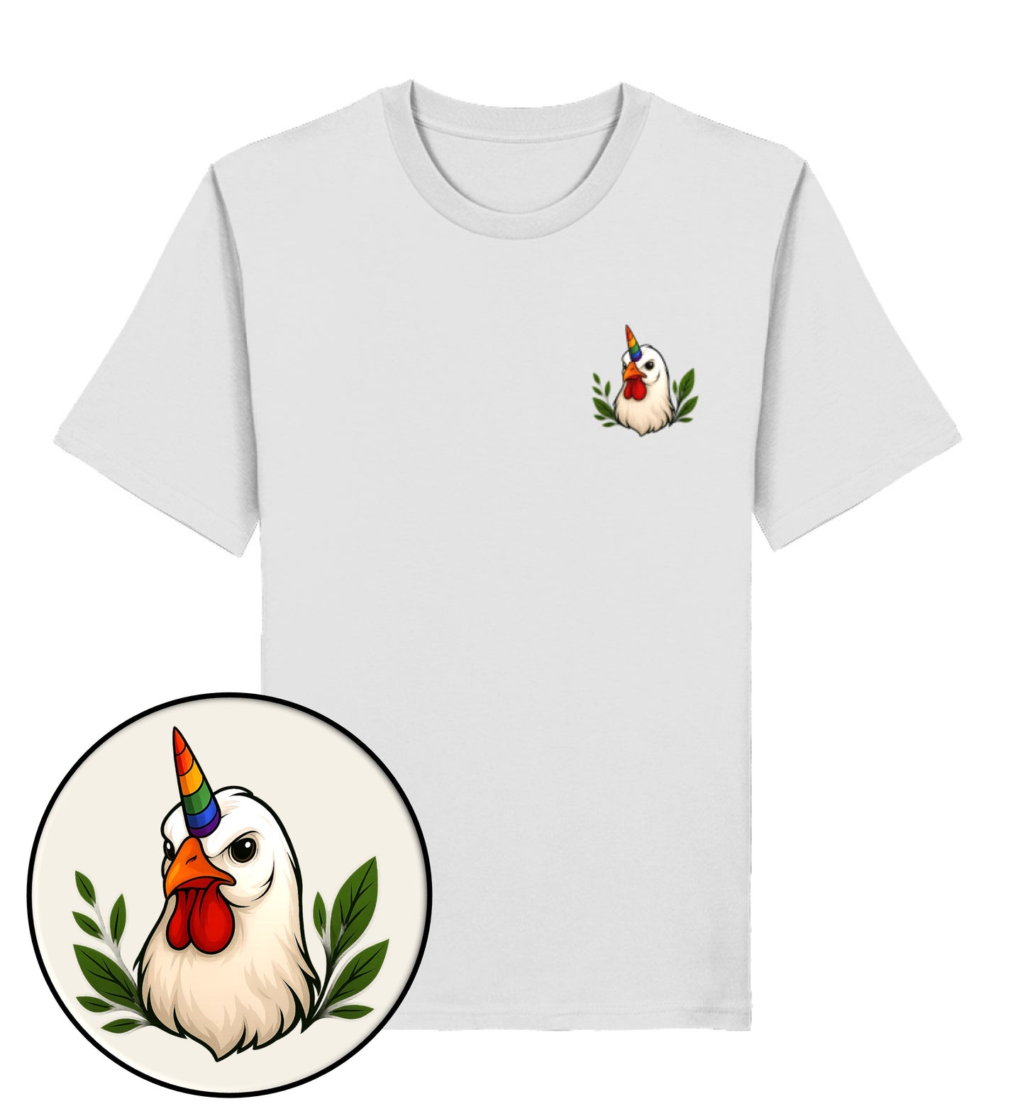 Heather Grey Classic T-Shirt– Chicken Queercorn - Vegayn