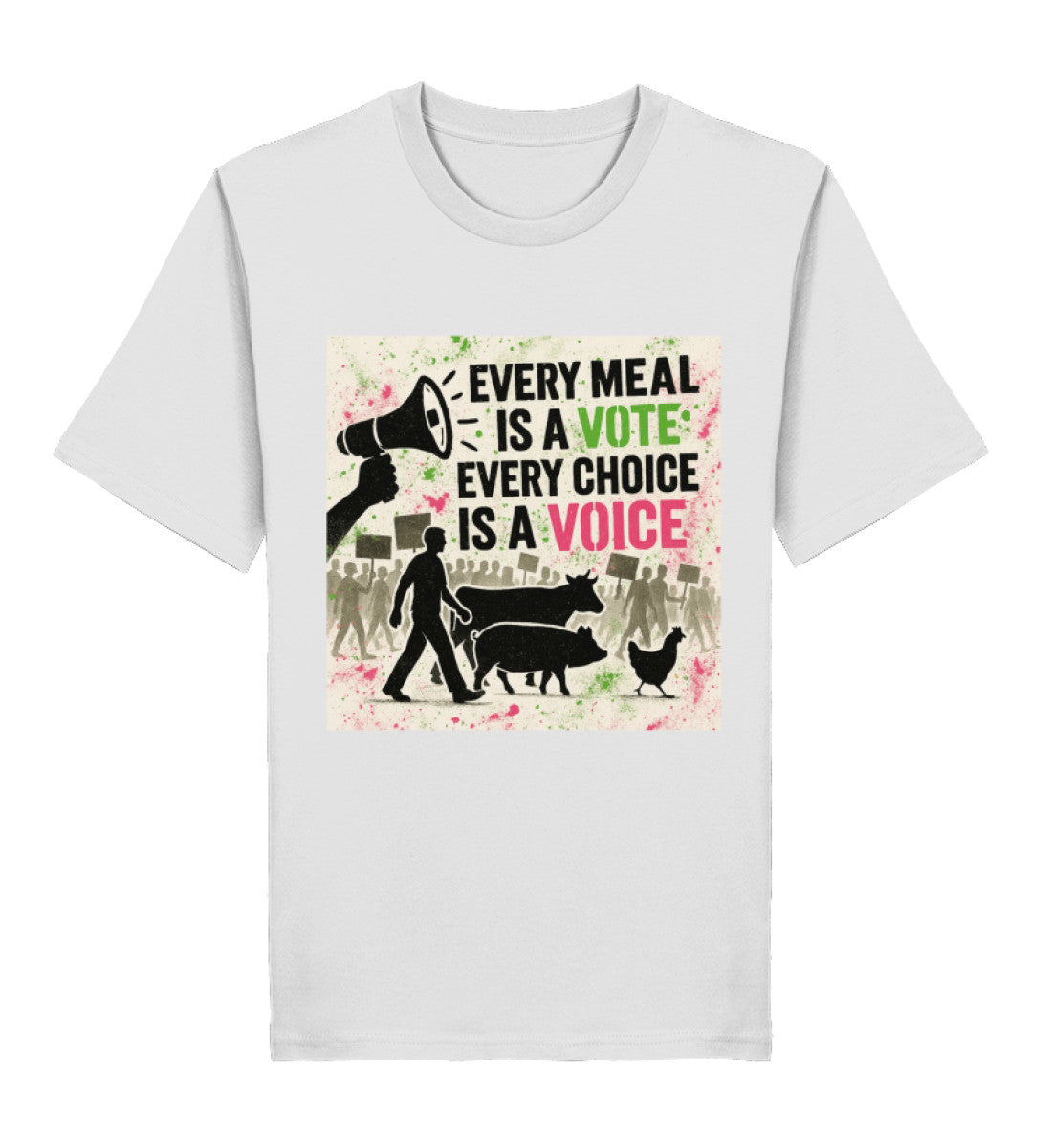 Heather Grey Classic T-Shirt – Every meal is a vote. Every choice is a voice. - Vegayn