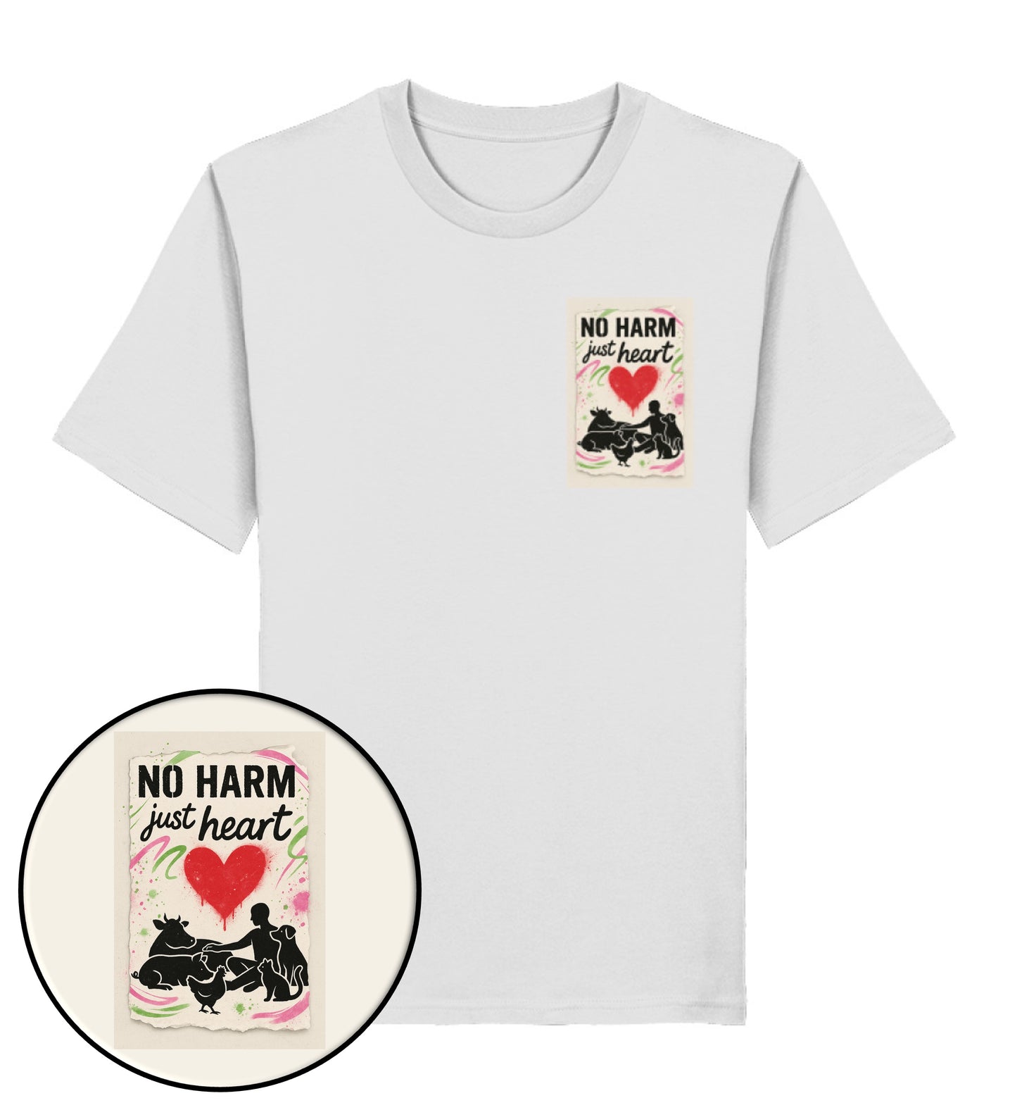 Heather Grey Classic T-Shirt – No harm, just heart - Vegayn
