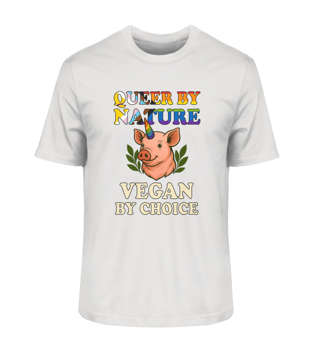 Heather Grey Classic T-Shirt Pig Unicorn – Queer by nature, Vegan by choice - Vegayn