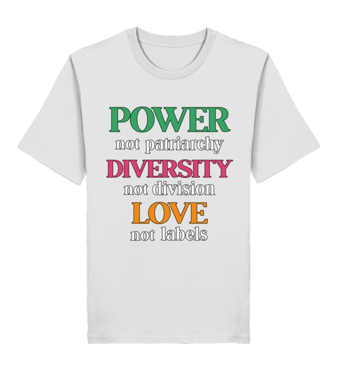 Heather Grey Classic T-Shirt – Power, not patriarchy – Diversity, not division – Love, not labels - Vegayn