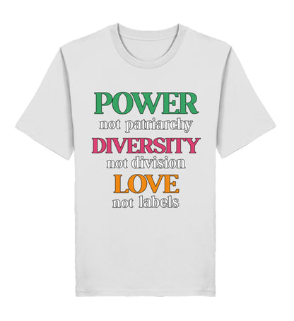 Heather Grey Classic T-Shirt – Power, not patriarchy – Diversity, not division – Love, not labels - Vegayn