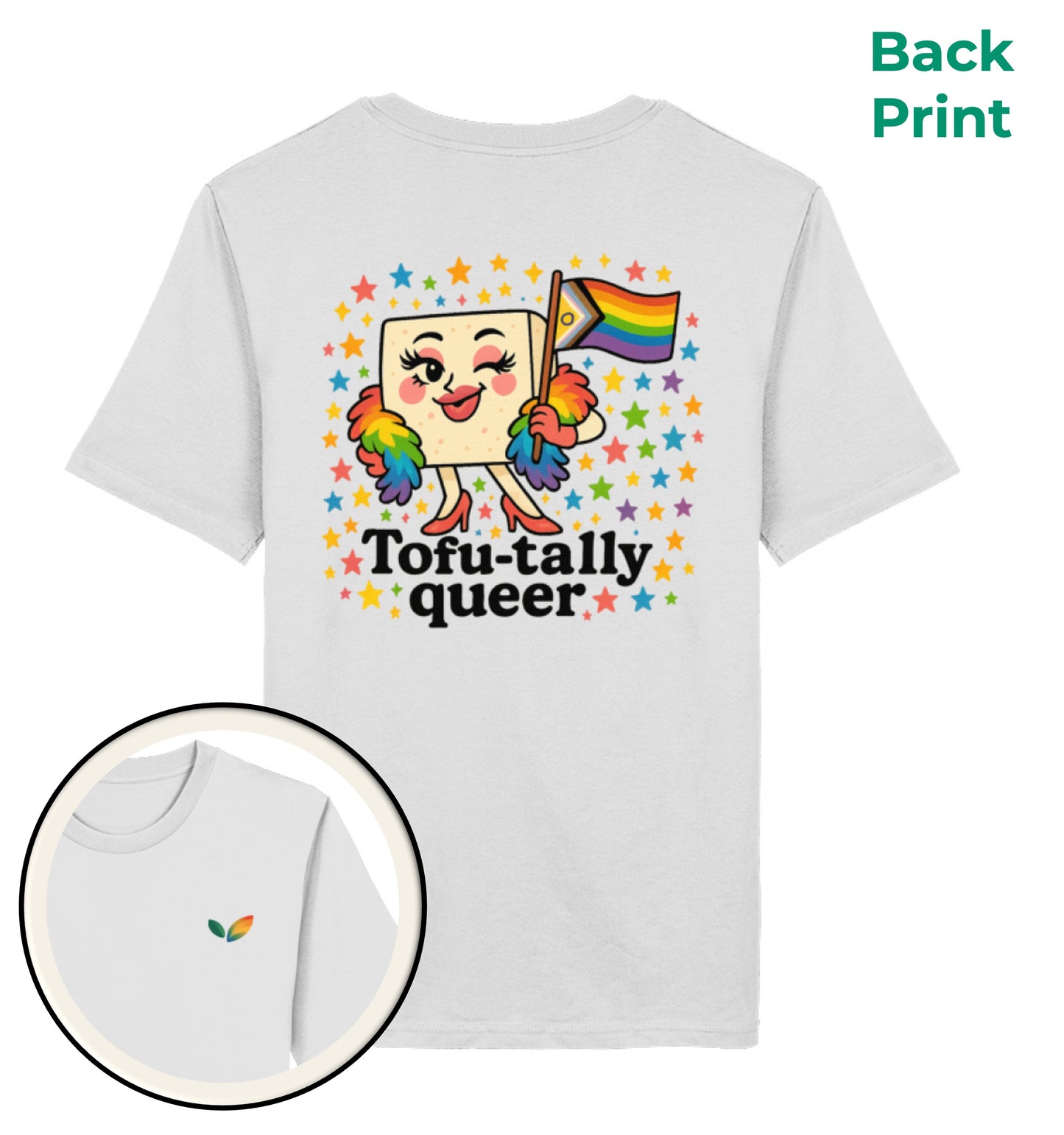 Heather Grey Classic T-Shirt – Tofu-tally queer with boa - Vegayn