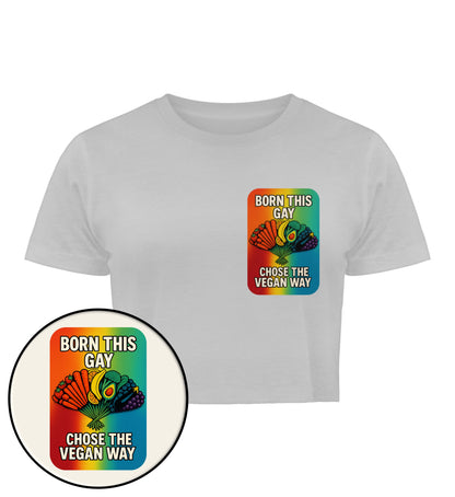 Heather Grey Cropped T-Shirt – Born this gay. Chose the vegan way. - Vegayn