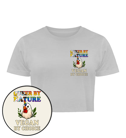Heather Grey Cropped T-Shirt Chicken Queercorn – Queer by nature, Vegan by choice - Vegayn