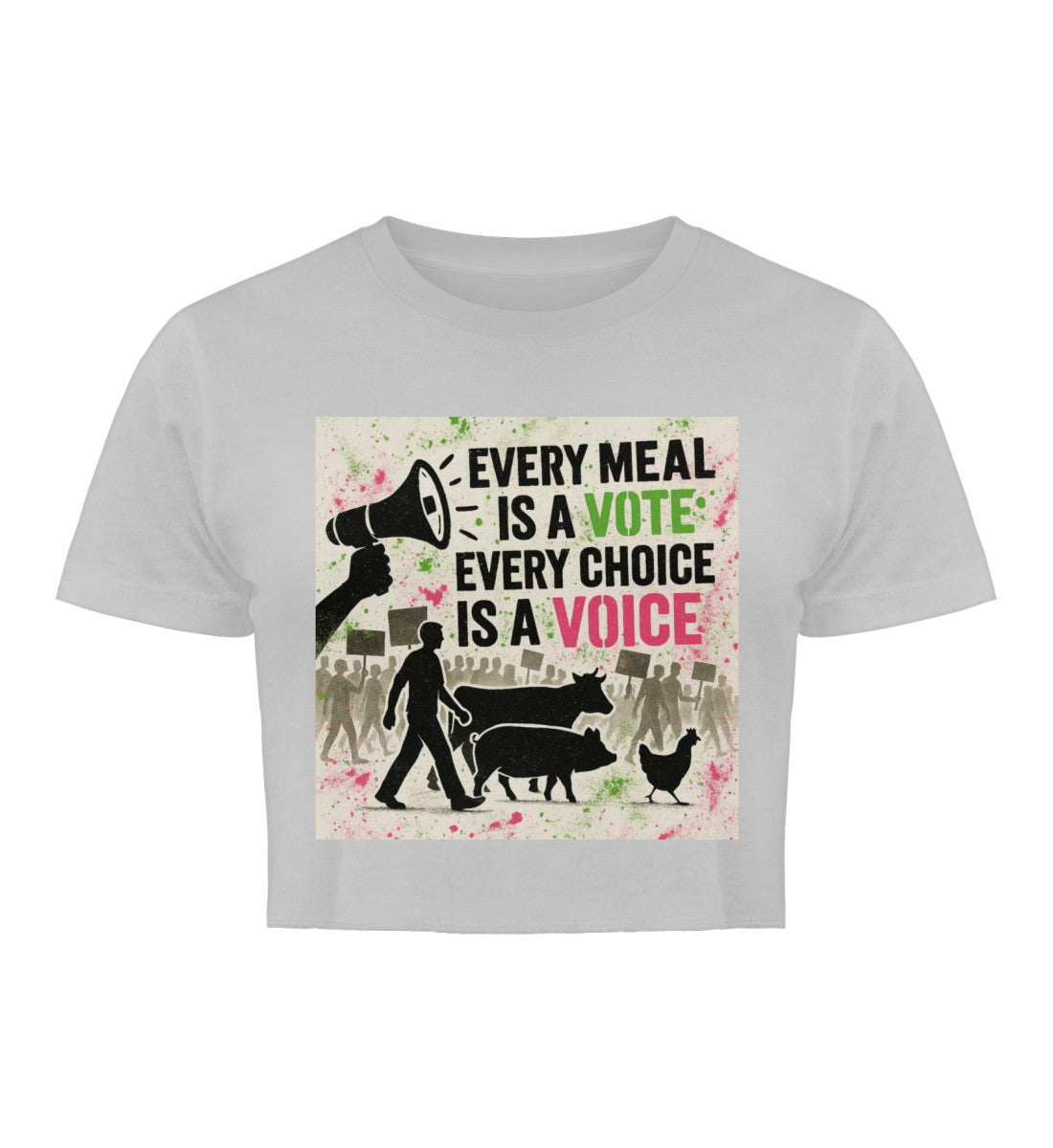 Heather Grey Cropped T-Shirt – Every meal is a vote. Every choice is a voice. - Vegayn