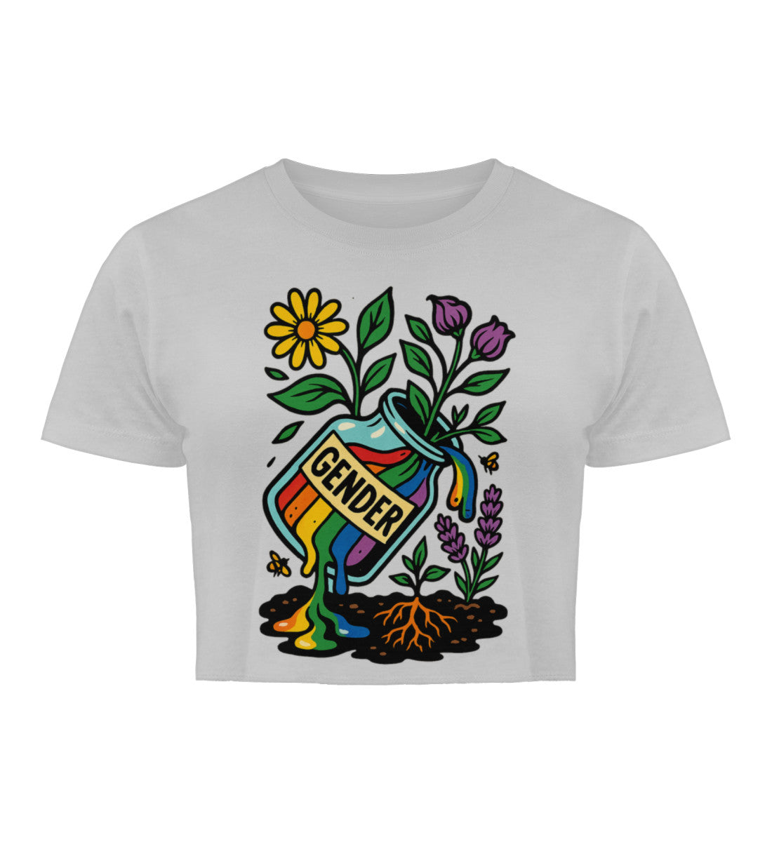 Heather Grey Cropped T-Shirt – Gender - Vegayn