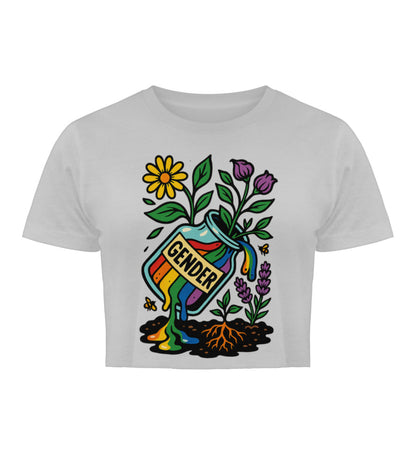 Heather Grey Cropped T-Shirt – Gender - Vegayn