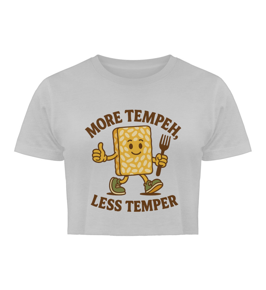 Heather Grey Cropped T-Shirt – More tempeh, less temper - Vegayn