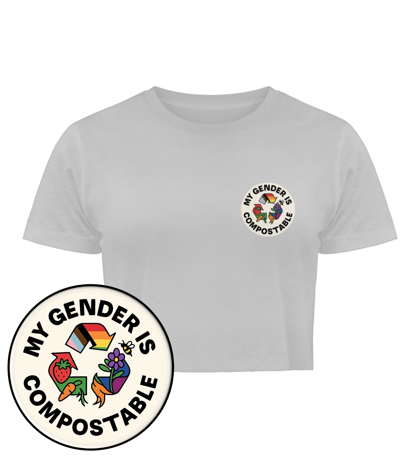 Heather Grey Cropped T-Shirt – My gender is compostable - Vegayn