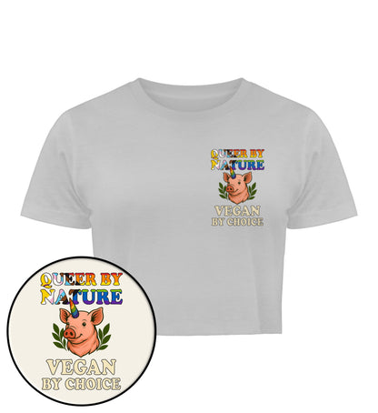 Heather Grey Cropped T-Shirt Pig Queercorn – Queer by nature, Vegan by choice - Vegayn