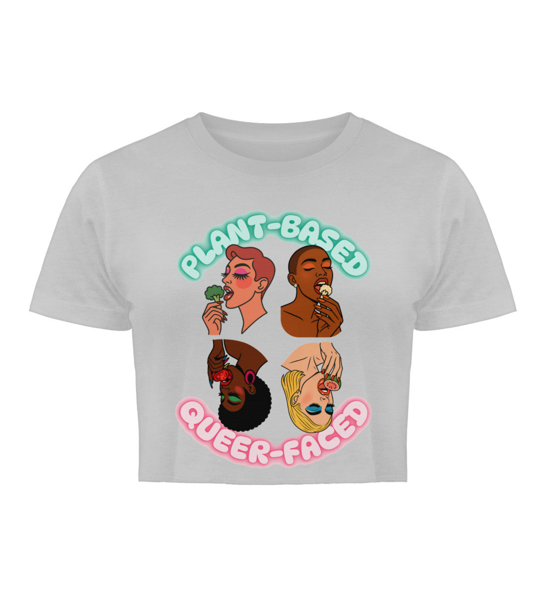 Heather Grey Cropped T-Shirt – Plant-based, Queer-faced - Vegayn